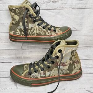 Converse All Stars Green/Brown Camo Graphic "Conversations" Hi-Tops W 6 / M 4